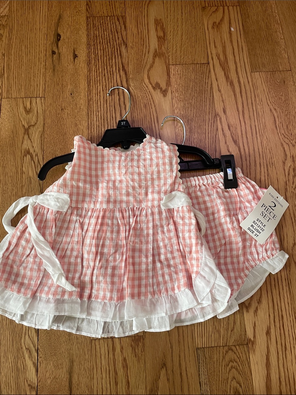 Rare Editions Pink Gingham Two-Piece Dress & Bloomers Set